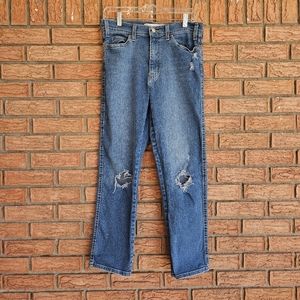 Signature levis strauss & co distressed high-rise straight leg jeans